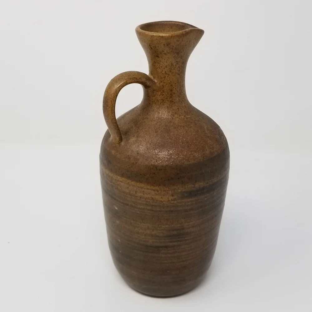 Pottery Jug Handle Spout Stoneware Marked M